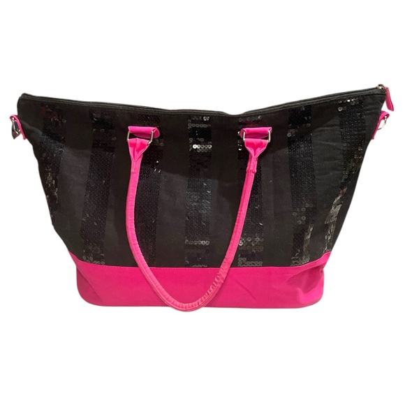 Victoria's Secret Black and Pink Sparkle Tote - Picture 2 of 11